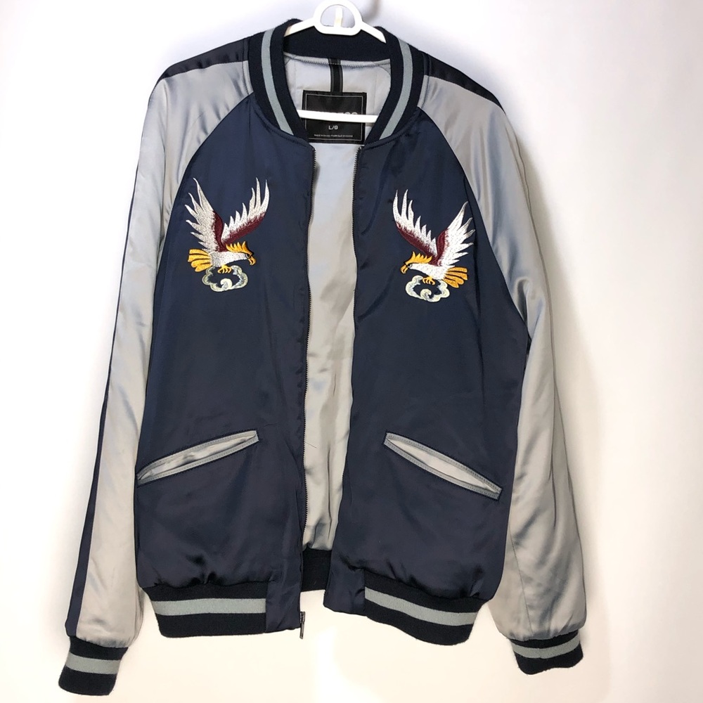 Express Souvenir Satin Bomber Jacket - Size Large